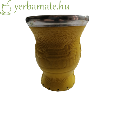 Matero Playadito - üveg mate kehely bőr borítással , Playadito logóval - yellow