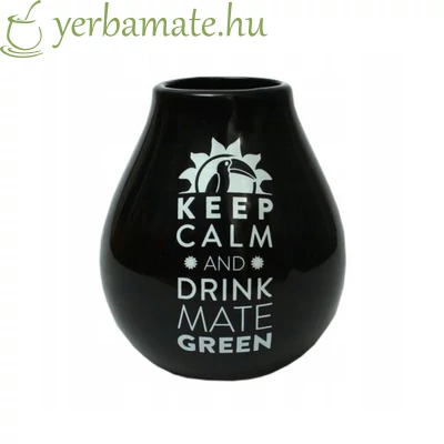 Fekete kerámia mate tök (Calabaza)  Keep Calm Mate logóval 350 ml